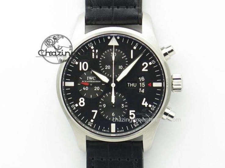 MIROTIME 0224 Original Pilot IW326803 SS MK 1:1 Best Edition Black Dial on Brown Leather Strap MIYOTA 7146